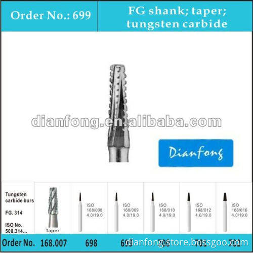 FG taper fissure dental high speed carbide burr